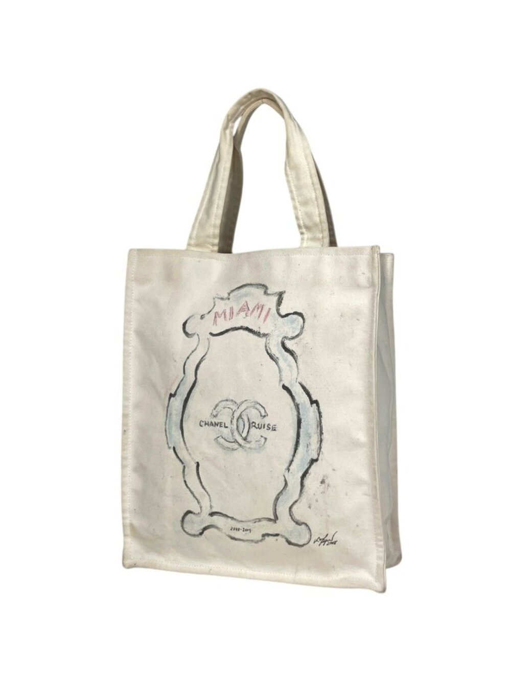 Chanel CC Logo Tote Kuru Zline Canvas White